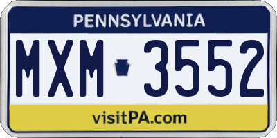 PA license plate MXM3552