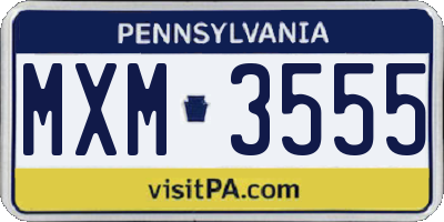 PA license plate MXM3555