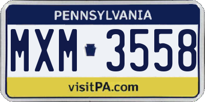 PA license plate MXM3558