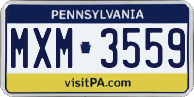 PA license plate MXM3559