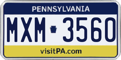 PA license plate MXM3560