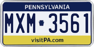 PA license plate MXM3561