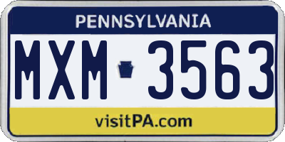 PA license plate MXM3563