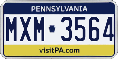 PA license plate MXM3564