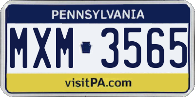 PA license plate MXM3565
