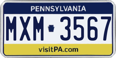 PA license plate MXM3567