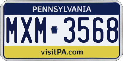 PA license plate MXM3568