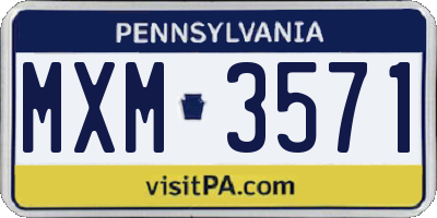 PA license plate MXM3571