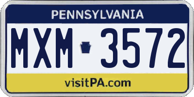 PA license plate MXM3572