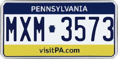 PA license plate MXM3573