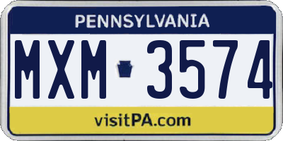PA license plate MXM3574