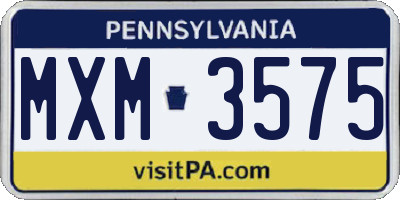 PA license plate MXM3575