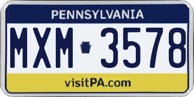 PA license plate MXM3578