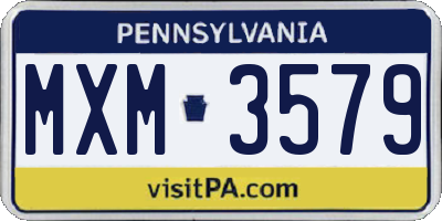 PA license plate MXM3579