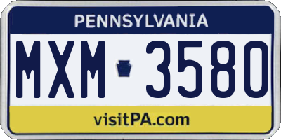 PA license plate MXM3580