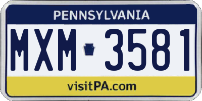 PA license plate MXM3581