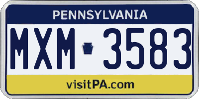 PA license plate MXM3583