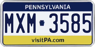 PA license plate MXM3585