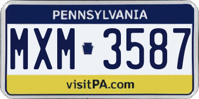 PA license plate MXM3587