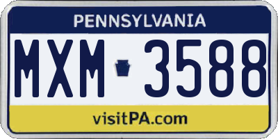 PA license plate MXM3588