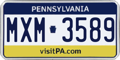 PA license plate MXM3589