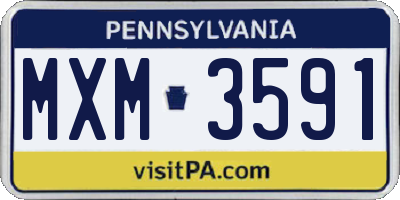 PA license plate MXM3591