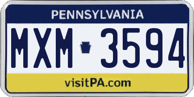 PA license plate MXM3594