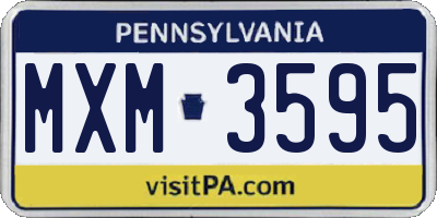 PA license plate MXM3595