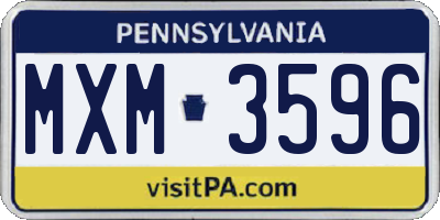 PA license plate MXM3596