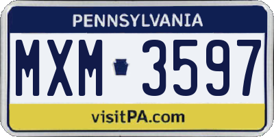 PA license plate MXM3597