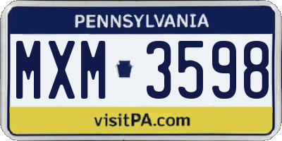 PA license plate MXM3598