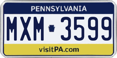 PA license plate MXM3599