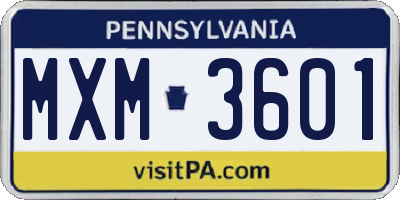 PA license plate MXM3601