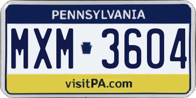 PA license plate MXM3604