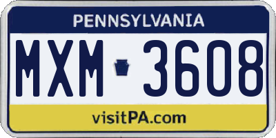 PA license plate MXM3608