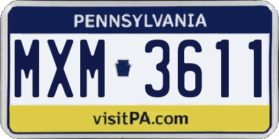 PA license plate MXM3611