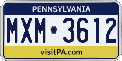PA license plate MXM3612