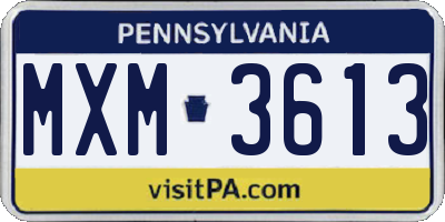 PA license plate MXM3613