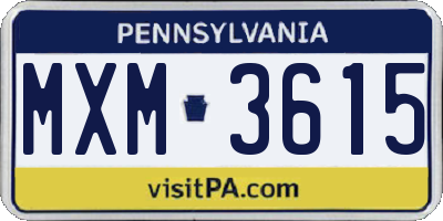 PA license plate MXM3615