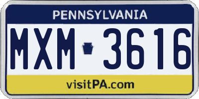 PA license plate MXM3616