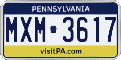 PA license plate MXM3617