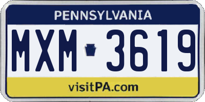PA license plate MXM3619