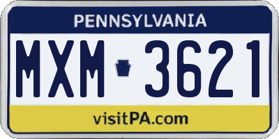 PA license plate MXM3621