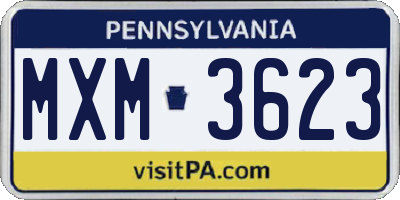 PA license plate MXM3623