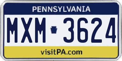 PA license plate MXM3624