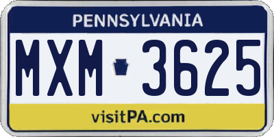 PA license plate MXM3625