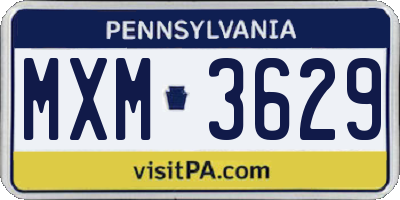 PA license plate MXM3629