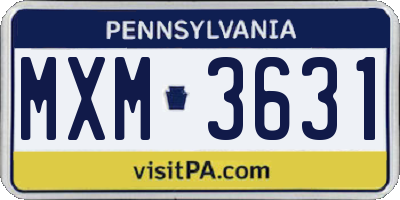 PA license plate MXM3631