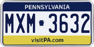 PA license plate MXM3632