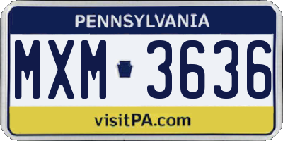 PA license plate MXM3636